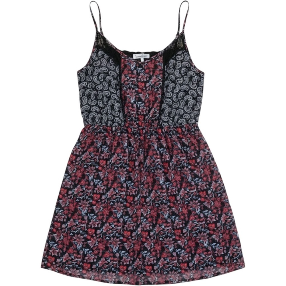 Speechless Women M Dark Floral Mini Dress Adjustable Straps Smocked Back Lined